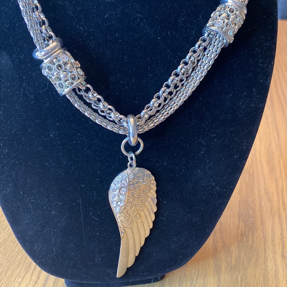 Silver Angel Wing with Rhinestones. - Picture 4 of 4